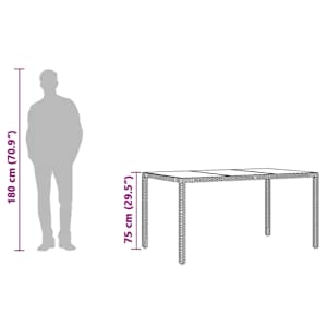 Zahradní stůl se skleněnou deskou černý 150x90x75 cm polyratan - obrázek 10