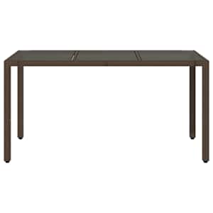 Zahradní stůl se skleněnou deskou hnědý 150x90x75 cm polyratan - obrázek 4
