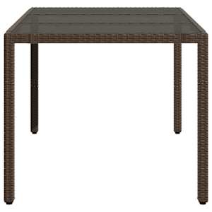 Zahradní stůl se skleněnou deskou hnědý 150x90x75 cm polyratan - obrázek 5