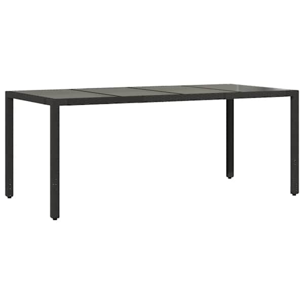 vidaXL aialaud klaasplaadiga, must, 190x90x75 cm, pol&uuml;rotang