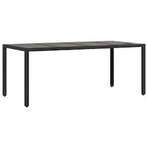 Zahradní stůl se skleněnou deskou černý 190x90x75 cm polyratan - obrázek 2