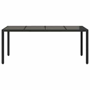 Zahradní stůl se skleněnou deskou černý 190x90x75 cm polyratan - obrázek 4