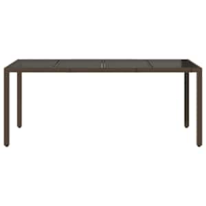 Zahradní stůl se skleněnou deskou hnědý 190x90x75 cm polyratan - obrázek 4