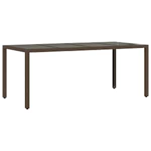Zahradní stůl se skleněnou deskou hnědý 190x90x75 cm polyratan - obrázek 6