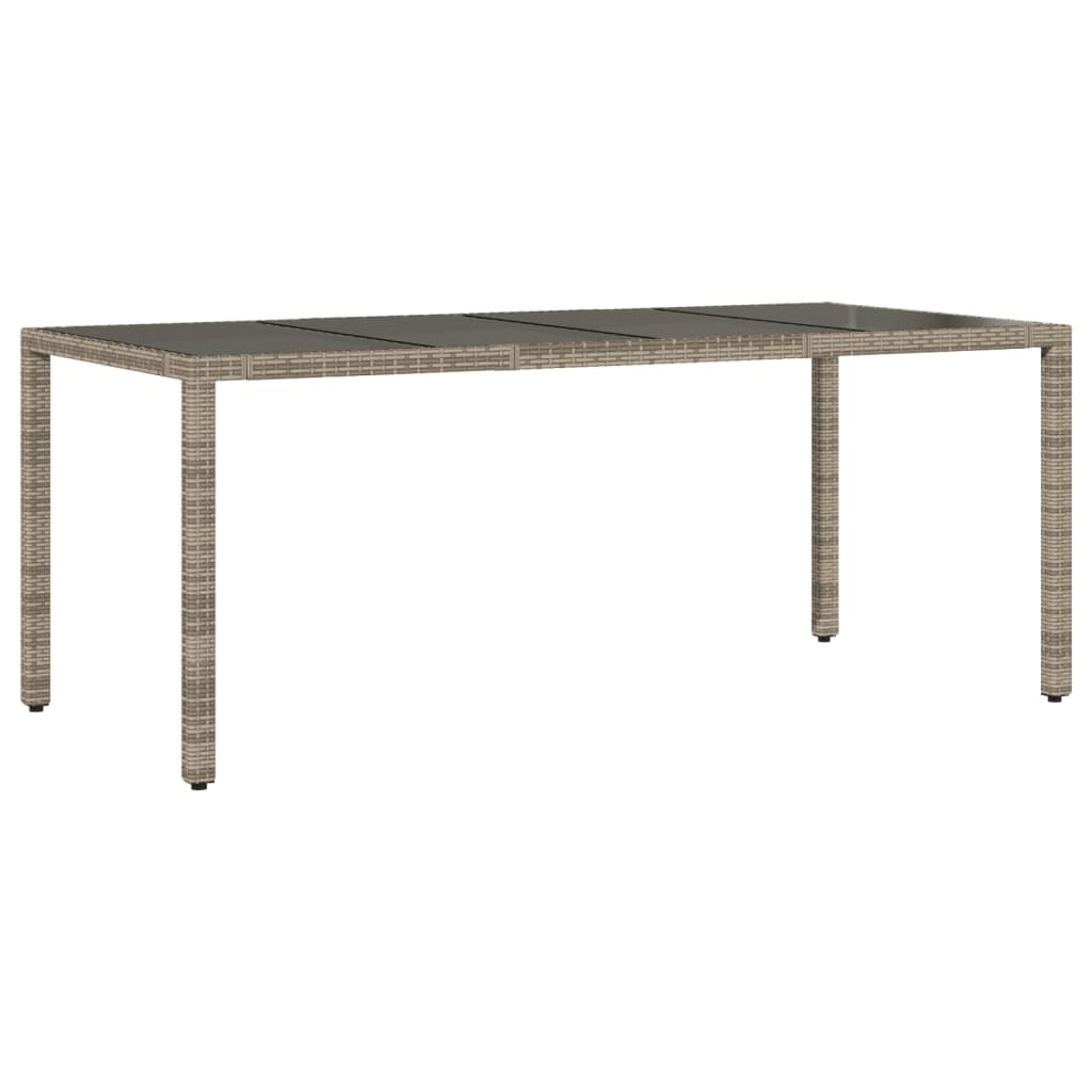 vidaXL Zahradní stůl se skleněnou deskou šedý 190x90x75 cm polyratan