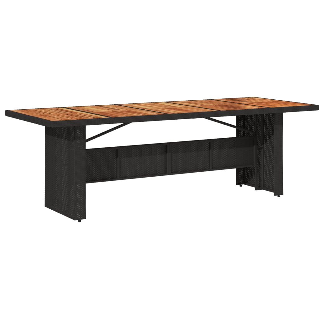 vidaXL Zahradní stůl s akáciovou deskou černý 240x90x75 cm polyratan