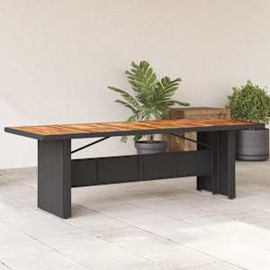 Zahradní stůl s akáciovou deskou černý 240x90x75 cm polyratan - obrázek 1