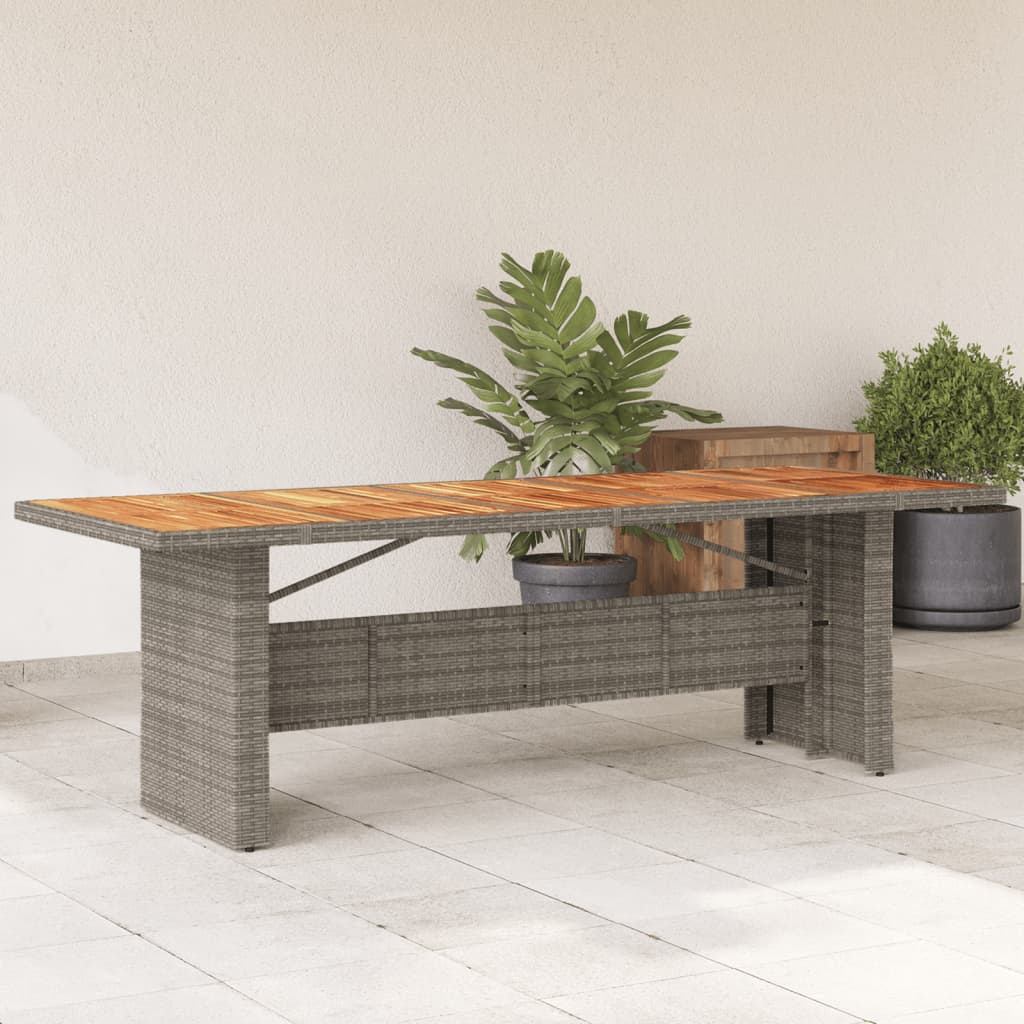 vidaXL Gartentisch mit Akazienholz-Platte Grau 240x90x75cm Poly Rattan