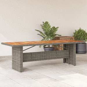 Zahradní stůl s akáciovou deskou šedý 240x90x75 cm polyratan - obrázek 1