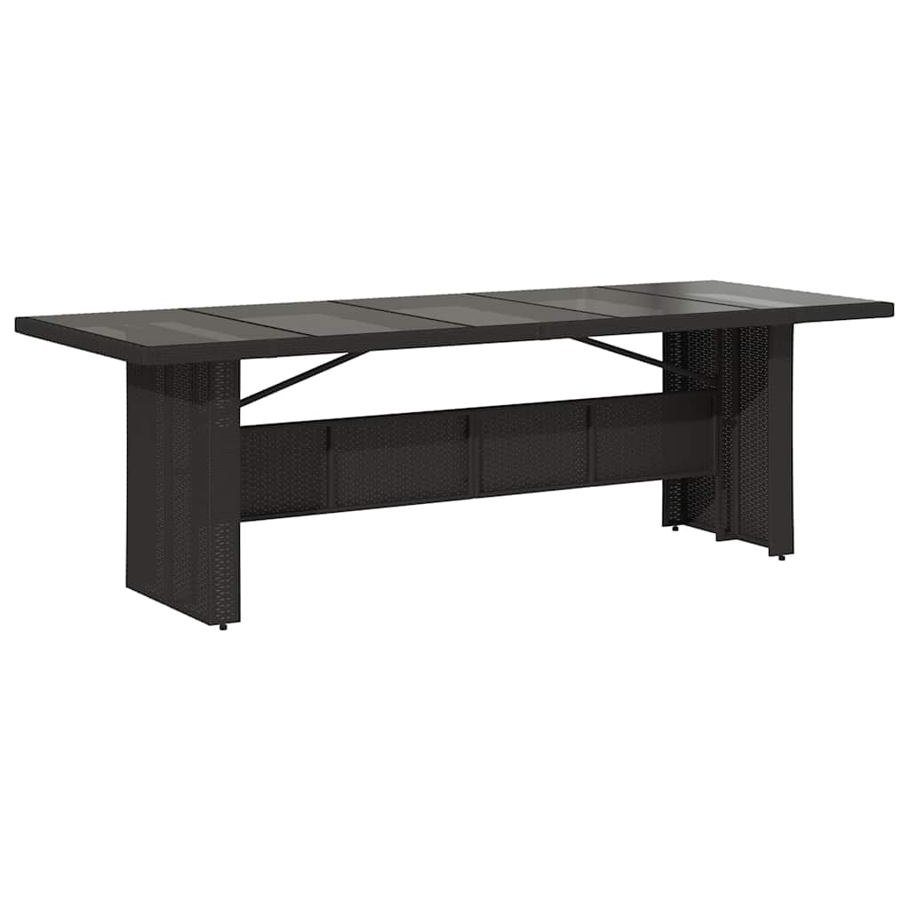 E-shop vidaXL Záhradný stôl so sklenenou doskou čierny 240x90x75 cm polyratan