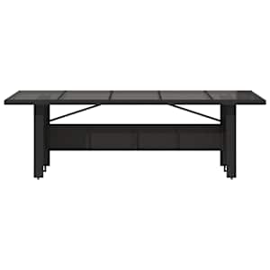 Zahradní stůl se skleněnou deskou černý 240x90x75 cm polyratan - obrázek 4