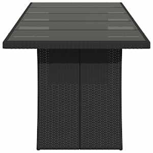 Zahradní stůl se skleněnou deskou černý 240x90x75 cm polyratan - obrázek 5