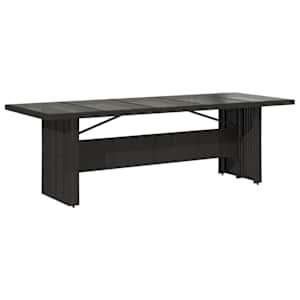Zahradní stůl se skleněnou deskou černý 240x90x75 cm polyratan - obrázek 6