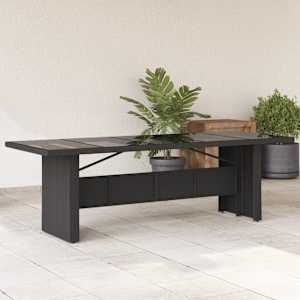Zahradní stůl se skleněnou deskou černý 240x90x75 cm polyratan - obrázek 1
