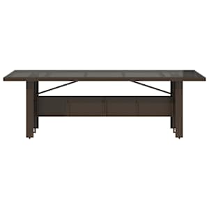 Zahradní stůl se skleněnou deskou hnědý 240x90x75 cm polyratan - obrázek 4