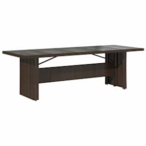 Zahradní stůl se skleněnou deskou hnědý 240x90x75 cm polyratan - obrázek 6