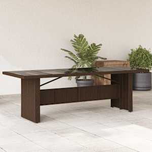 Zahradní stůl se skleněnou deskou hnědý 240x90x75 cm polyratan - obrázek 1