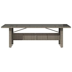 Zahradní stůl se skleněnou deskou šedý 240x90x75 cm polyratan - obrázek 4