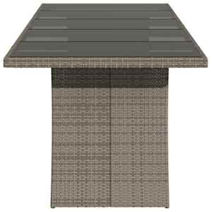 Zahradní stůl se skleněnou deskou šedý 240x90x75 cm polyratan - obrázek 5
