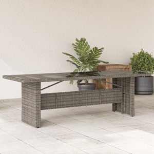 Zahradní stůl se skleněnou deskou šedý 240x90x75 cm polyratan - obrázek 1