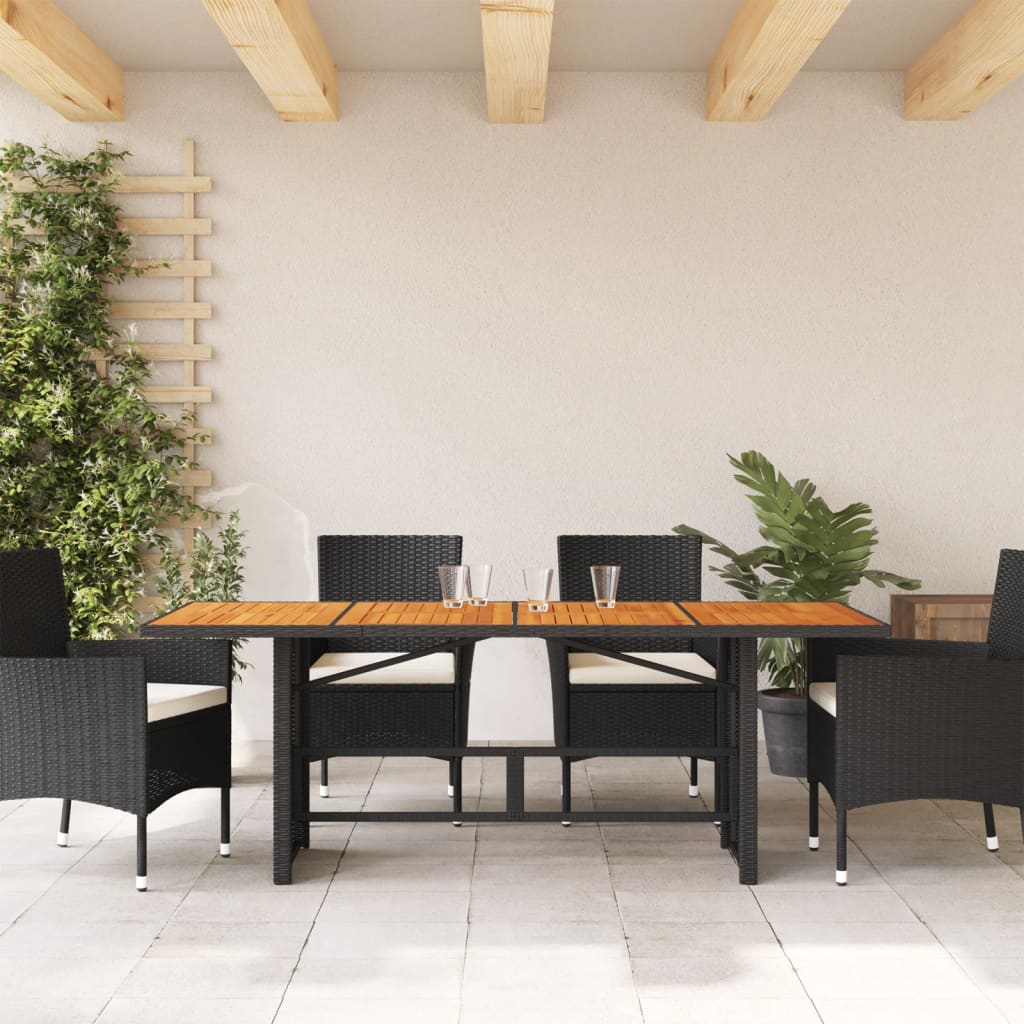 vidaXL Tuintafel met acaciahouten blad 190x80x75 cm poly rattan zwart