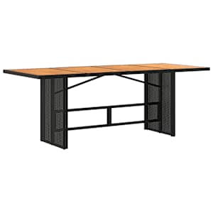 Zahradní stůl s akáciovou deskou černý 190x80x75 cm polyratan - obrázek 6