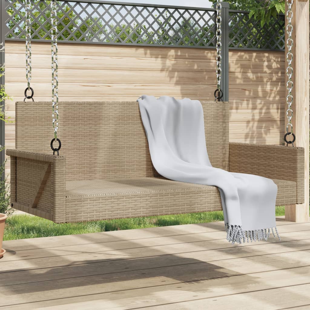 Photos - Garden Furniture VidaXL Swing Bench Beige 119x56x48 cm Poly Rattan 
