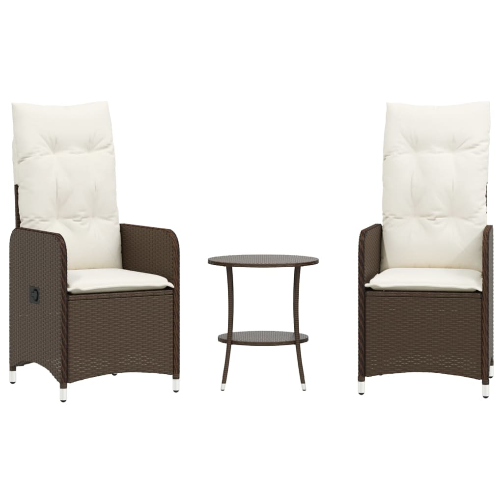 Thumbnail - vidaXL Outdoor-Lehnstühle 2 Stk. mit Tisch Braun Poly Rattan