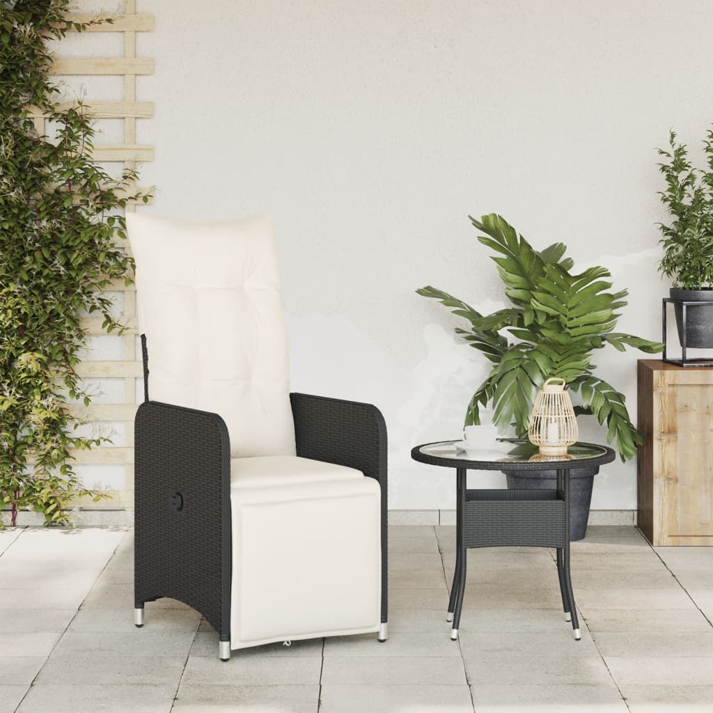 Thumbnail - vidaXL Gartensessel Verstellbar mit Kissen Schwarz Poly Rattan