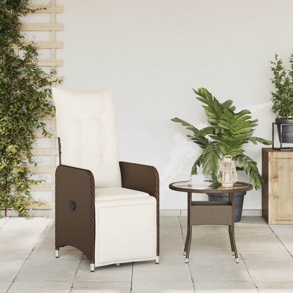 vidaXL Tuinstoel verstelbaar met kussens poly rattan bruin afbeelding