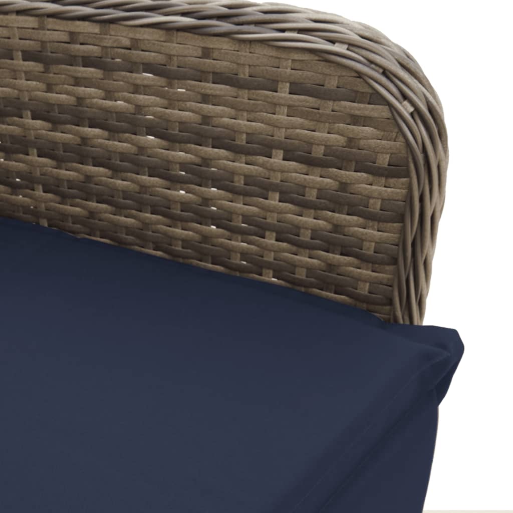 Градински стол с възглавници, сив, полиратан - Image 8