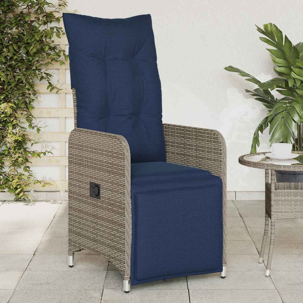 Havestol med hynder grå polyrattan - Billede 4