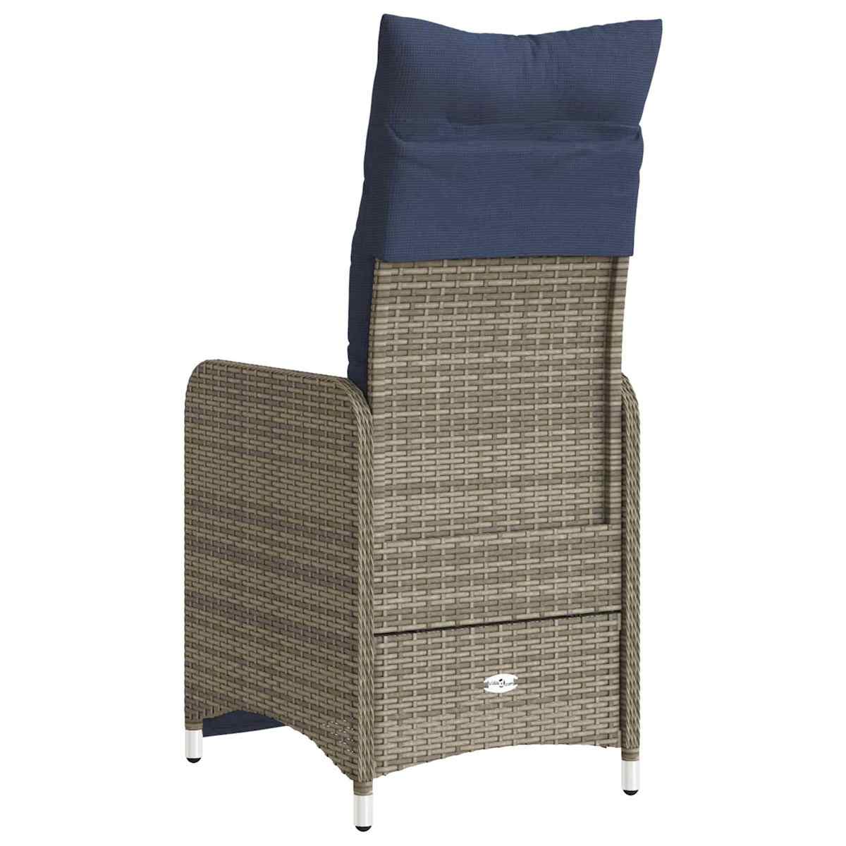 Havestol med hynder grå polyrattan - Billede 8