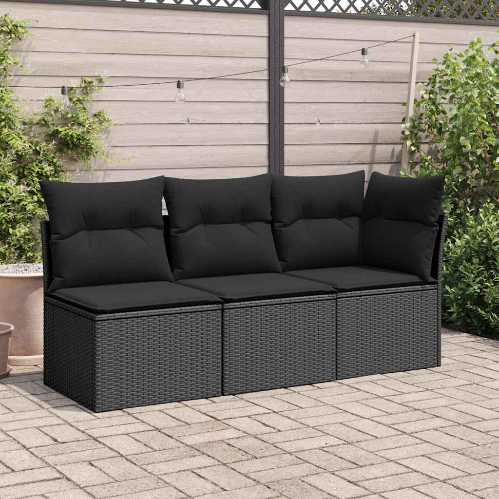 Thumbnail - vidaXL Gartensofa ohne Armlehnen mit Kissen Schwarz Poly Rattan
