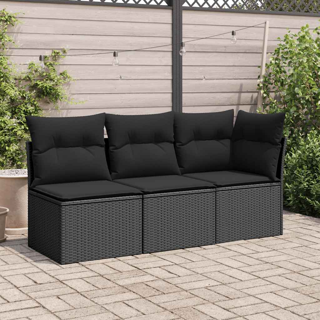 Thumbnail - vidaXL Garten-Ecksofa mit Kissen Schwarz Poly Rattan