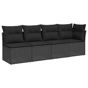 vidaXL aiadiivan patjadega, 4-kohaline, must, pol&uuml;rotang