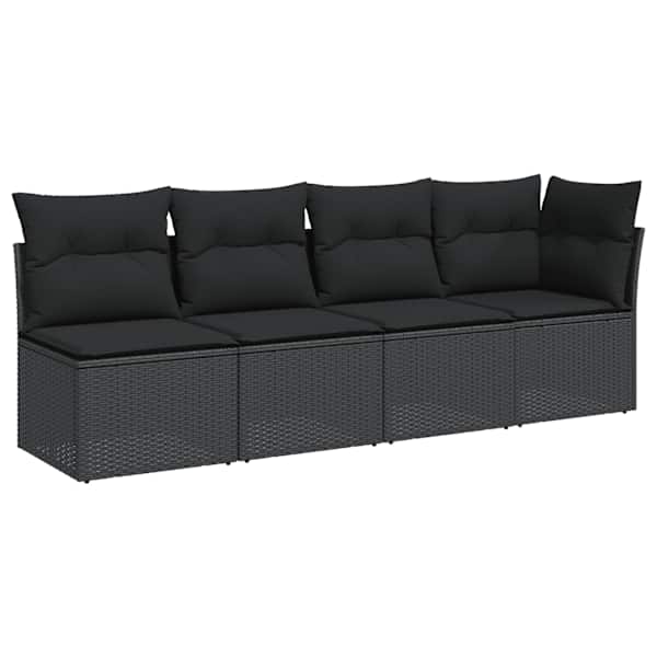 vidaXL aiadiivan patjadega, 4-kohaline, must, pol&uuml;rotang