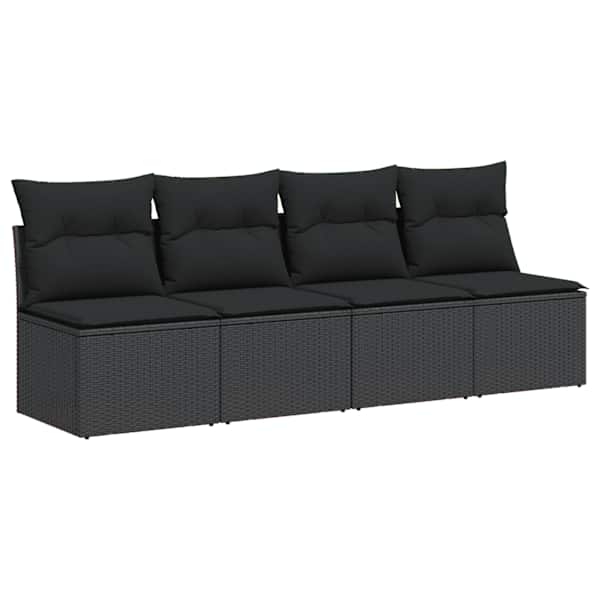 vidaXL aiadiivan patjadega, 4-kohaline, must, pol&uuml;rotang