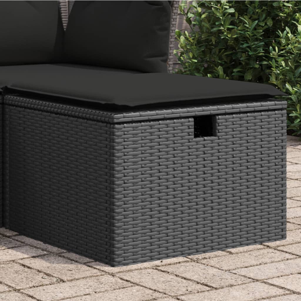 vidaXL fekete polyrattan kerti szék párnával 55 x 55 x 37 cm