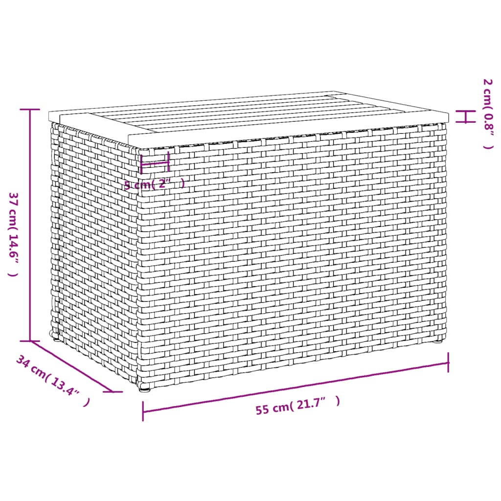 Mese laterale de grădină 2 buc. negru 55x34x37cm lemn/poliratan - imagine 11