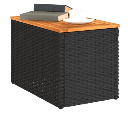 Tuinbijzettafels 2 st 55x34x37 cm hout poly rattan zwart