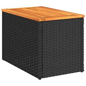 Zahradní stolky 2 ks černé 55x34x37 cm polyratan masivní dřevo - obrázek 5