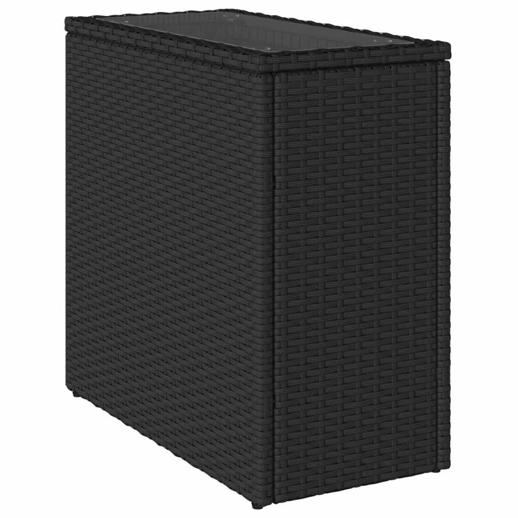 vidaXL Zahradní stolek skleněná deska černý 58x27,5x55 cm polyratan