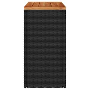Zahradní odkládací stolek s dřevěnou deskou černý 58 x 27,5 x 55 cm polyratan - obrázek 6