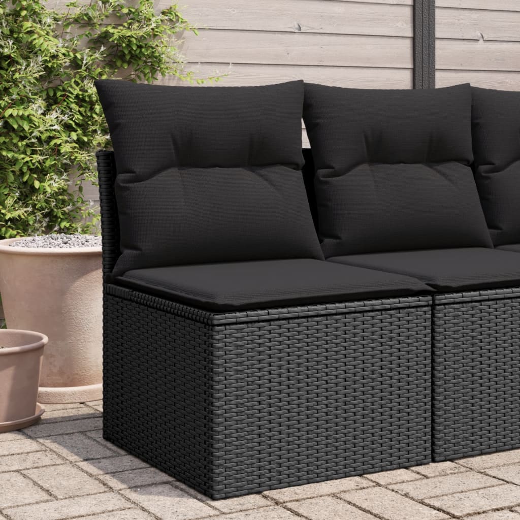 vidaXL Gartensessel ohne Armlehnen mit Kissen Schwarz Poly Rattan