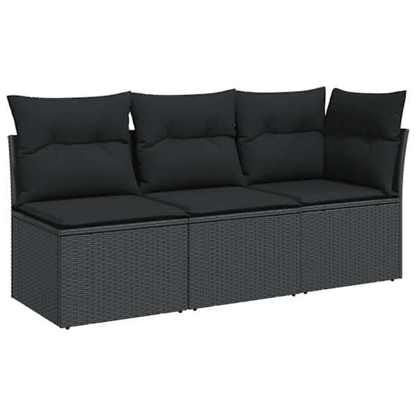 vidaXL aiadiivan patjadega, 3-kohaline, must, pol&uuml;rotang