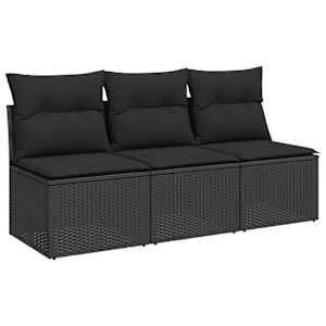 vidaXL aiadiivan patjadega, 3-kohaline, must, pol&uuml;rotang