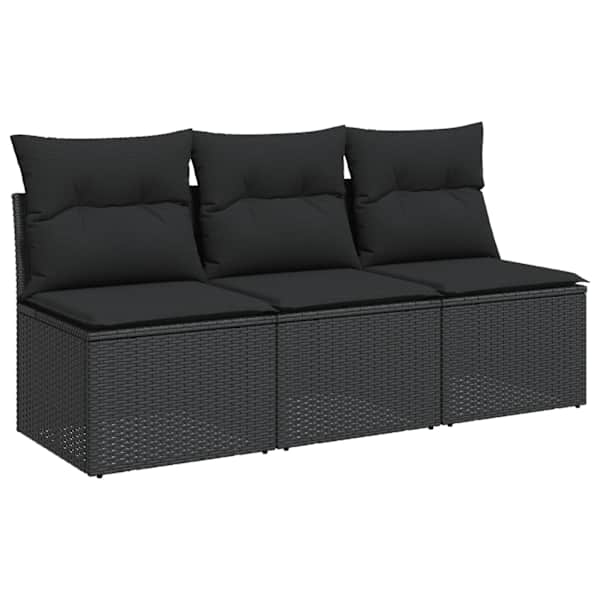 vidaXL aiadiivan patjadega, 3-kohaline, must, pol&uuml;rotang