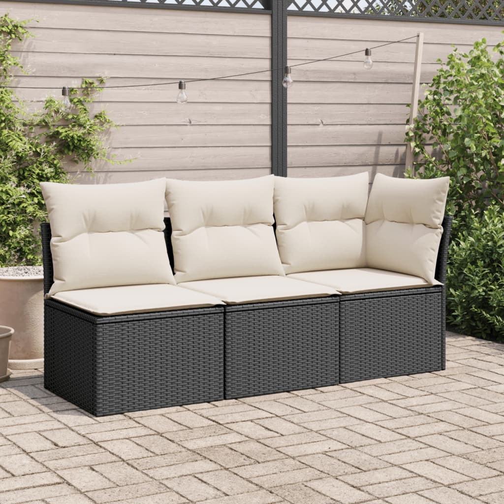 vidaXL Tuinhoekbank met kussens poly rattan zwart afbeelding