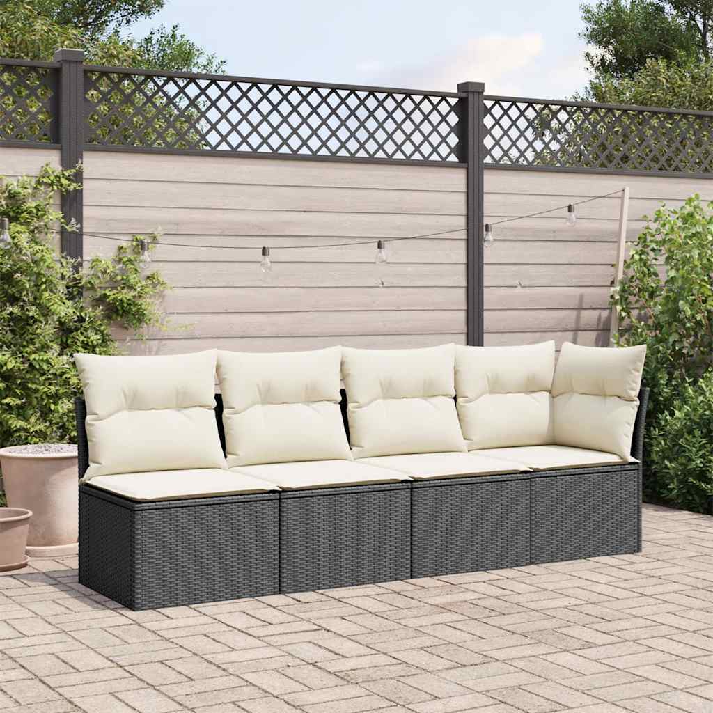 Thumbnail - vidaXL Gartensofa mit Kissen 4-Sitzer Schwarz Poly Rattan